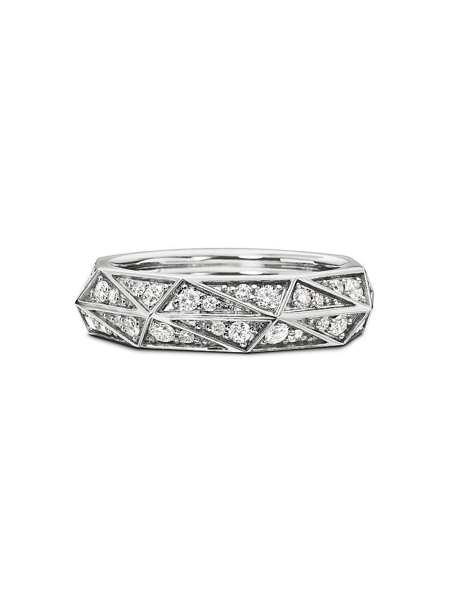 Men's Torqued Faceted Band Ring in Sterling Silver - Diamond - Size 13