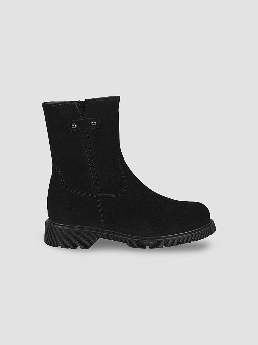 La Canadienne Women's Hogan City Dry Waterproof Shearling Booties - Black Suede - Size 7