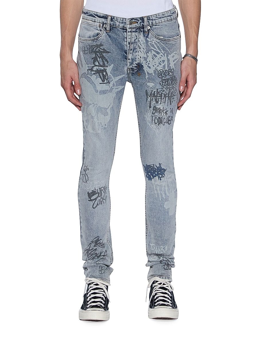 Men's Van Winkle Rogue Graffiti Skinny Jeans - Denim - Size 40