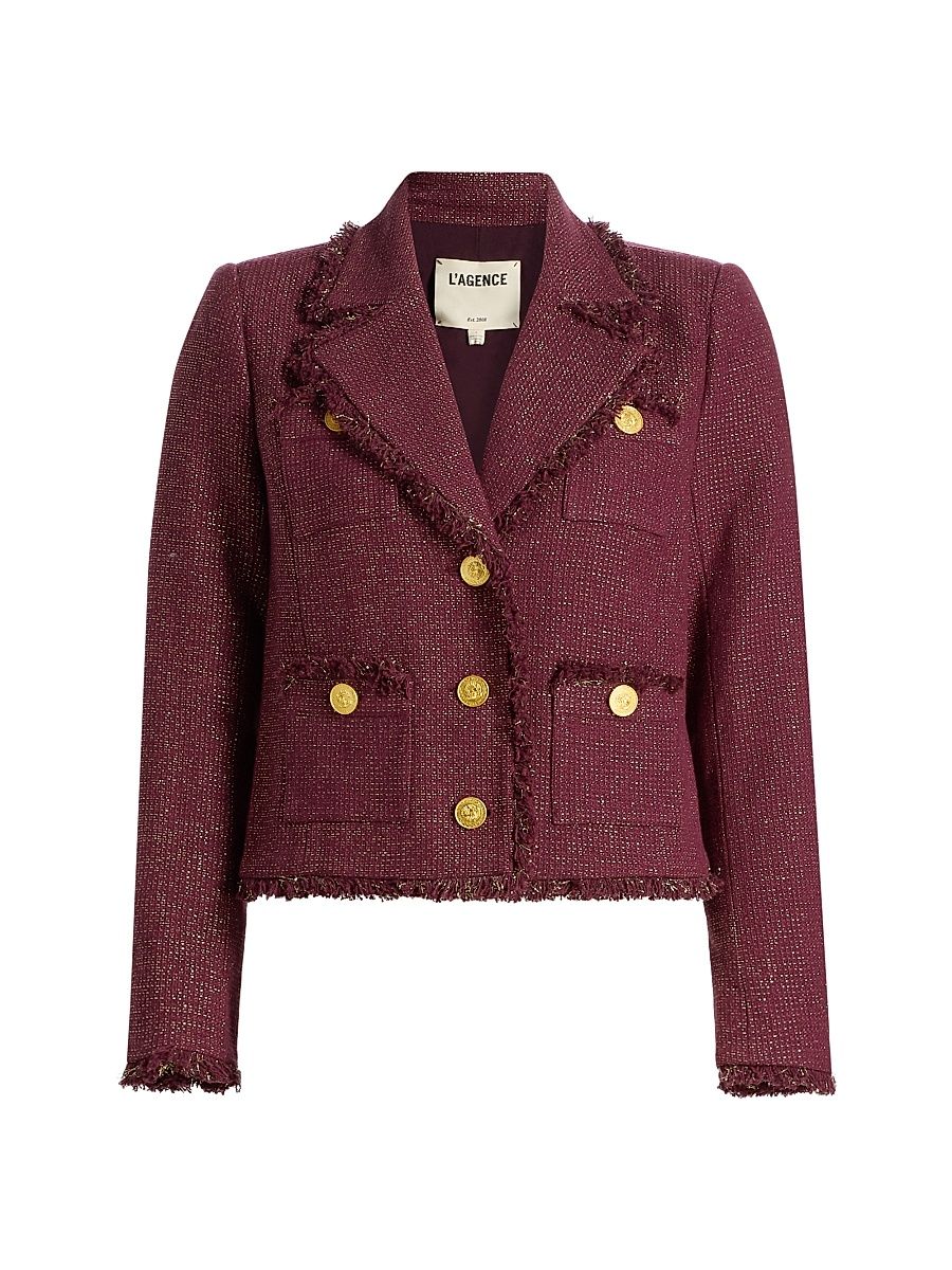 Women's Sylvia Metallic Tweed Jacket - Malbec Gold - Size 18