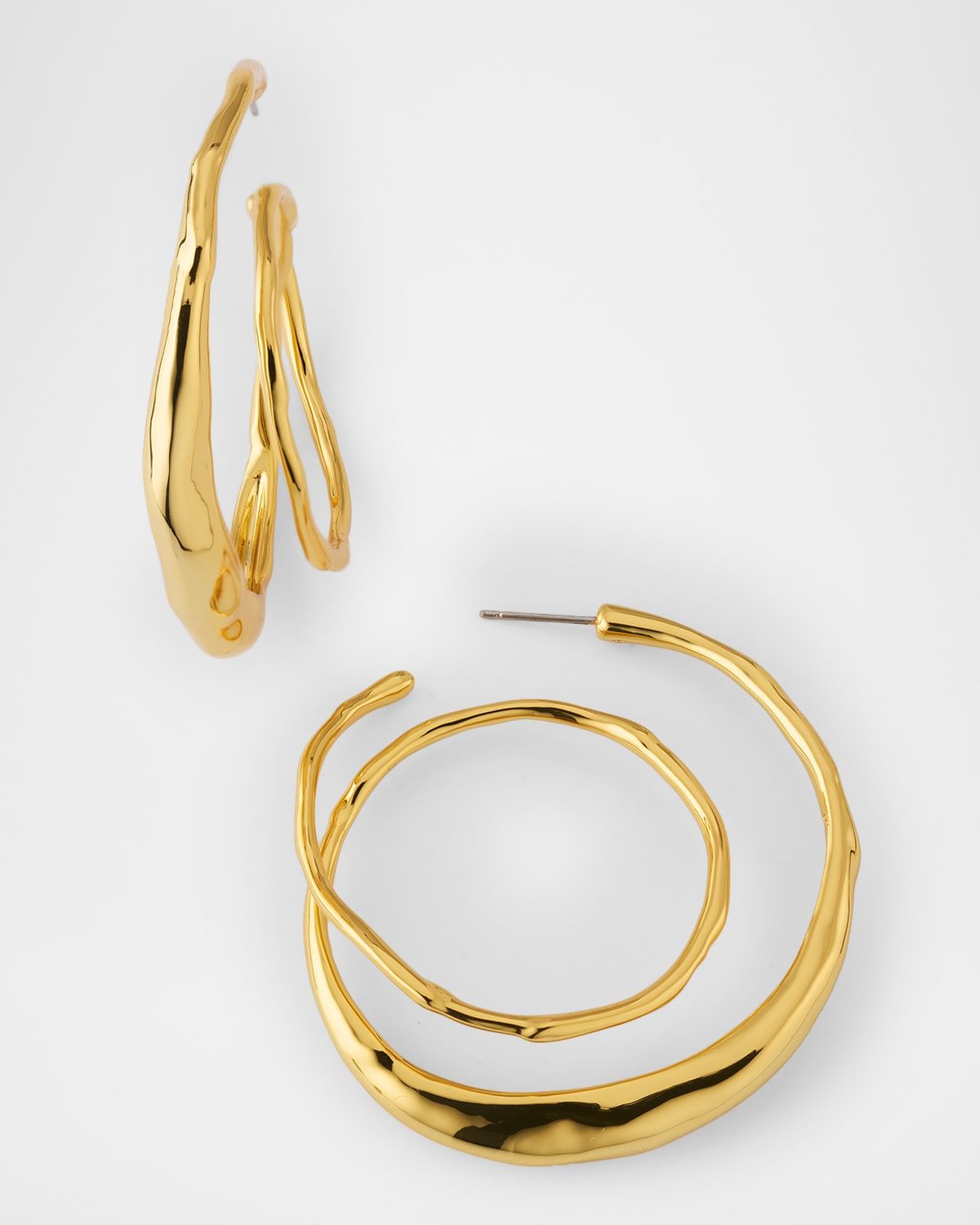 Molten Gold Spiral Hoop Earrings
