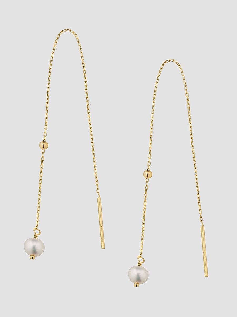 Women's 14K Yellow Gold Pearl Girl Threaders - Gold