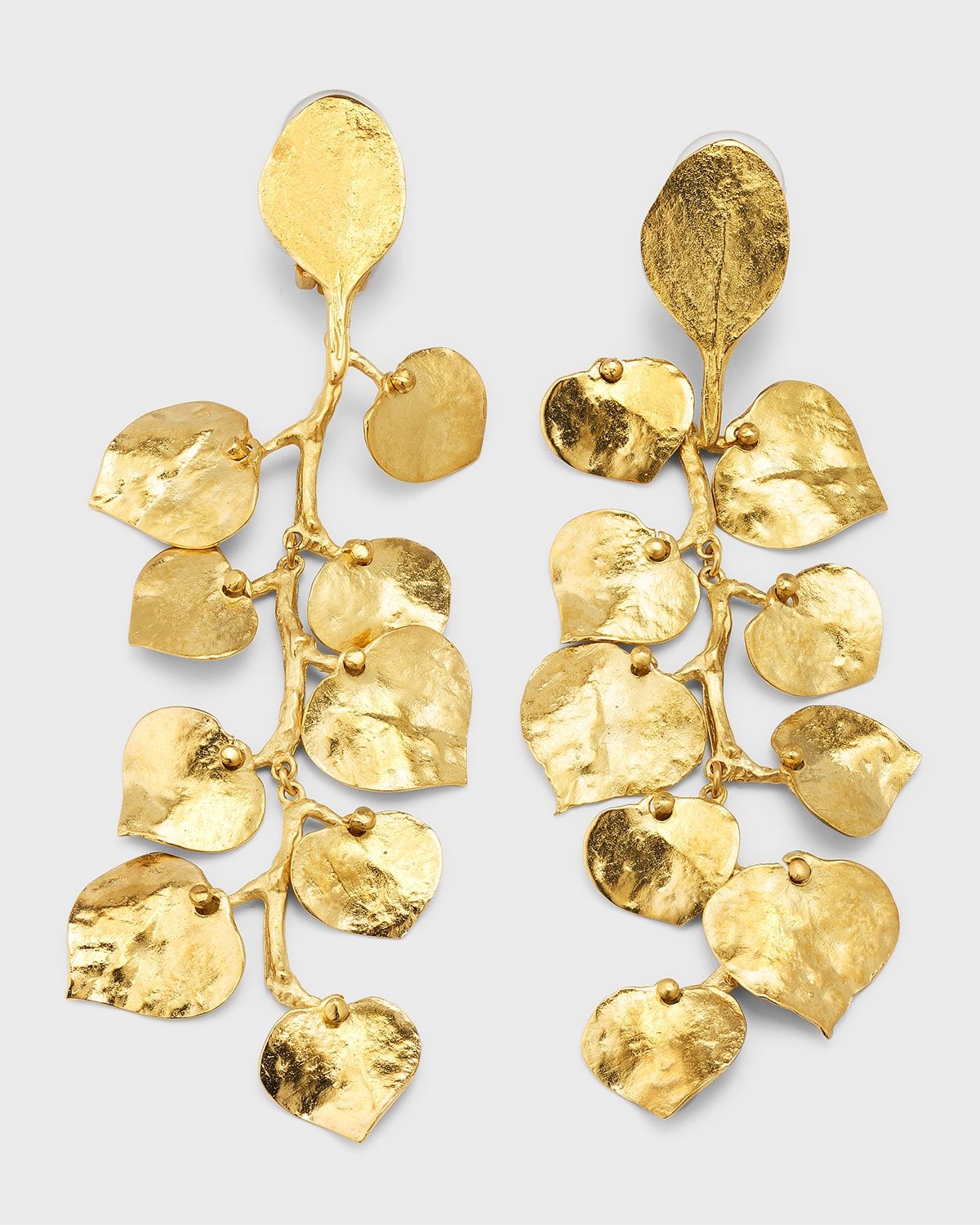 Leaves Cluster Drop Clip-On Earrings