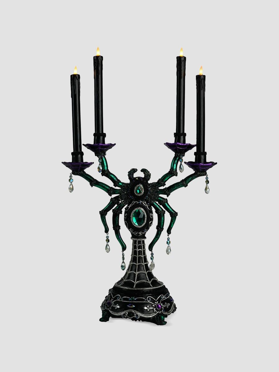 Enchanted Emerald Widow Spider Candelabra