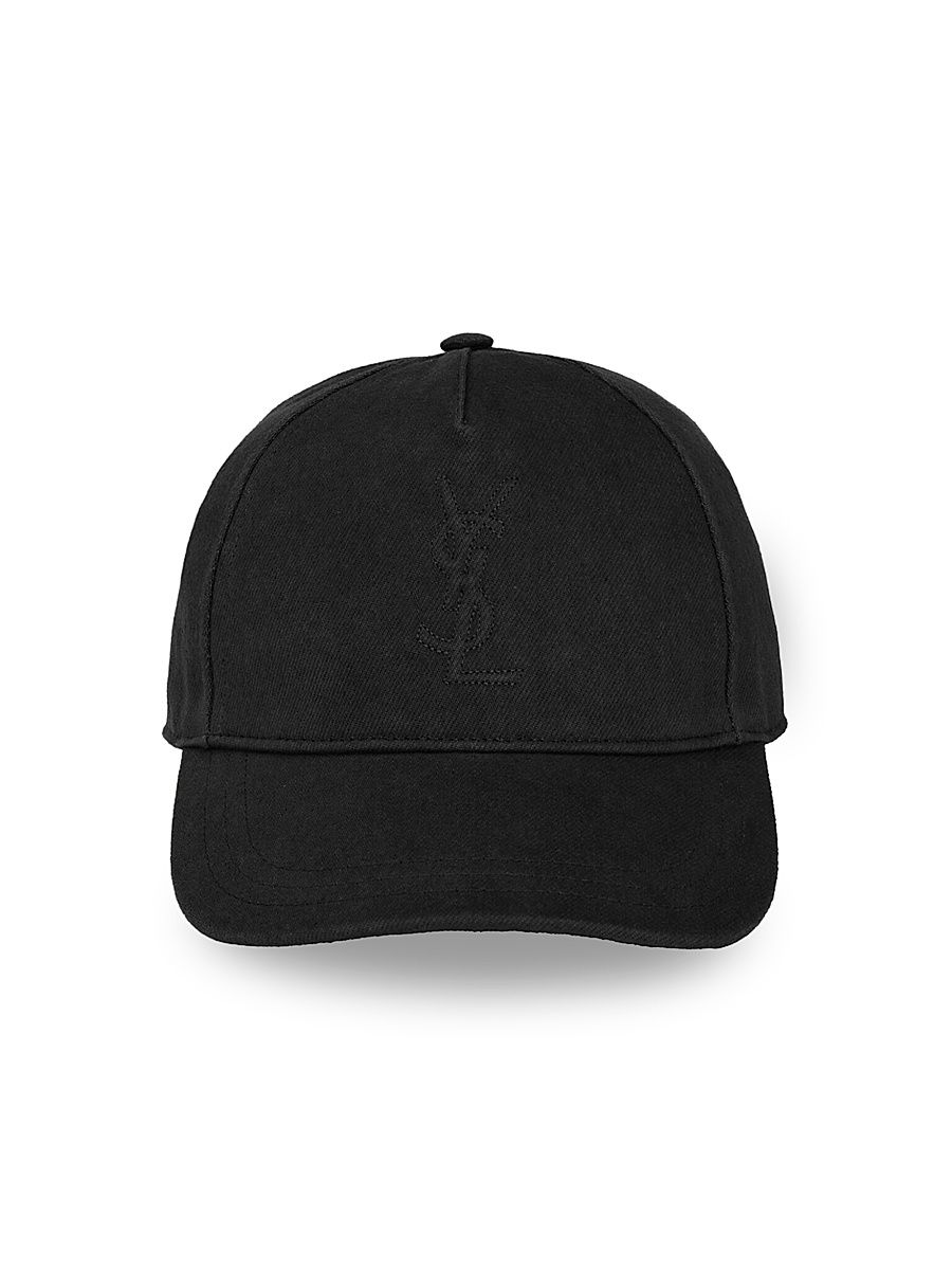 Saint Laurent Men's Cassandre Cap in Cotton Denim Twill - Black - Size Small