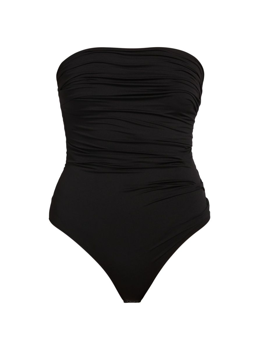 AGOLDE Women's Gwyneth Ruched Bodysuit - Black - Size Small