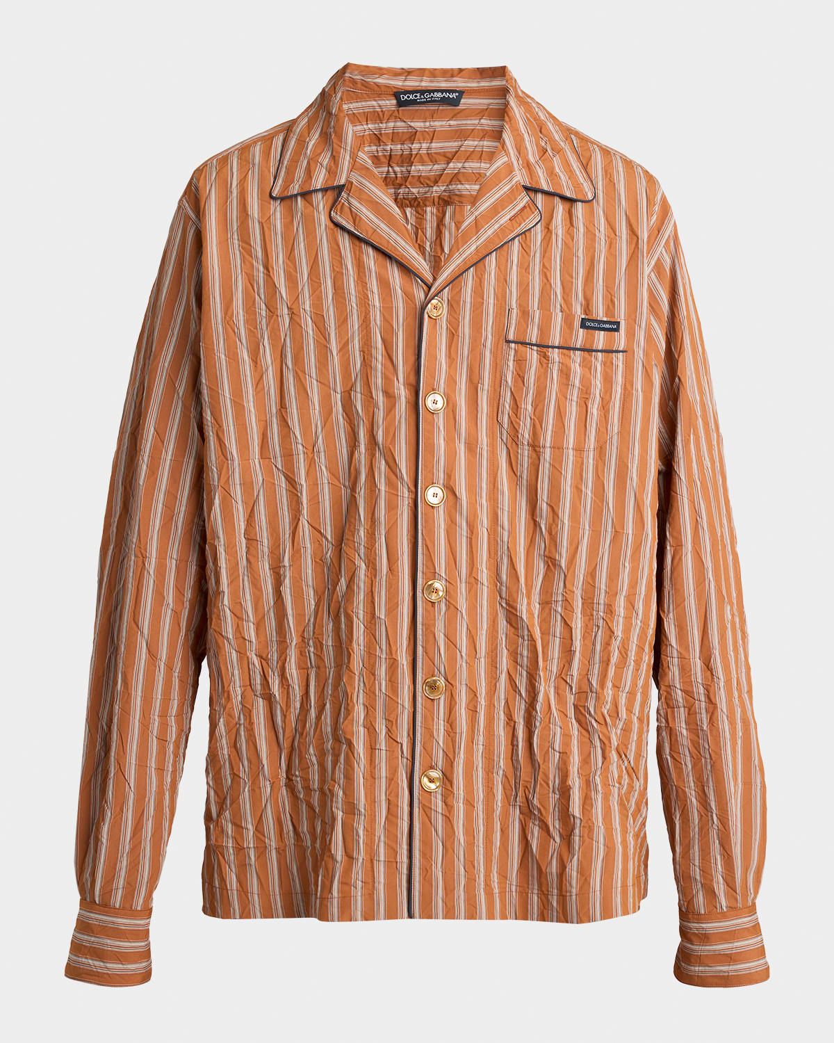 Men & apos;s Multi-Stripe Button-Down Shirt with Piping