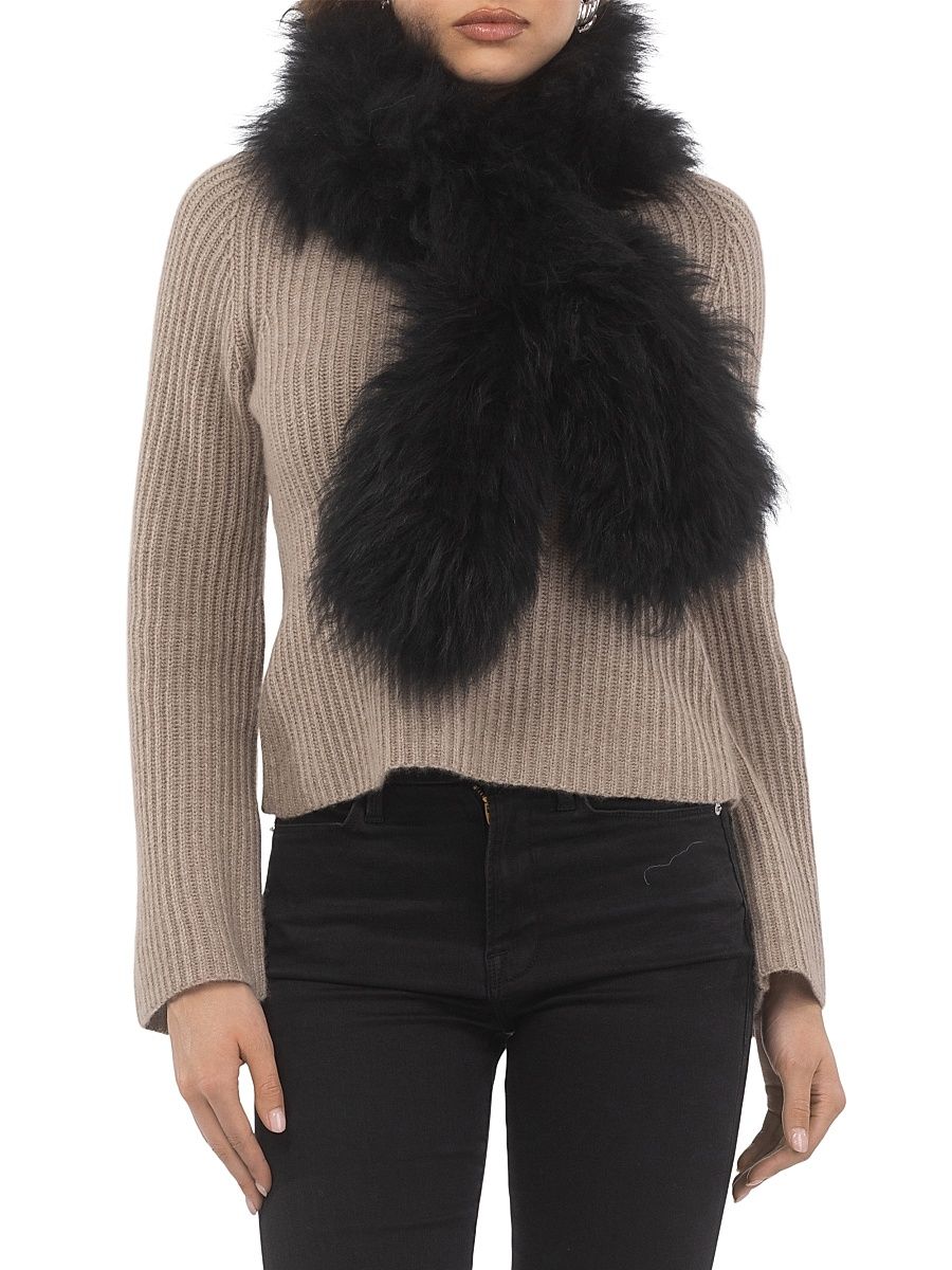 Women's Select Lamb Pull-through Scarf - Black