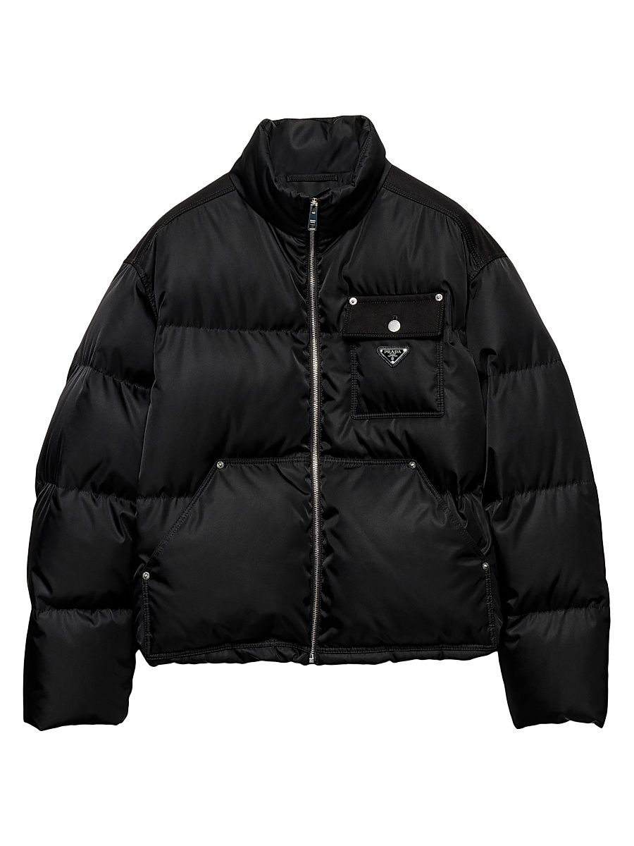 Men's Cropped Re-Nylon Down Jacket - Black - Size XXXL