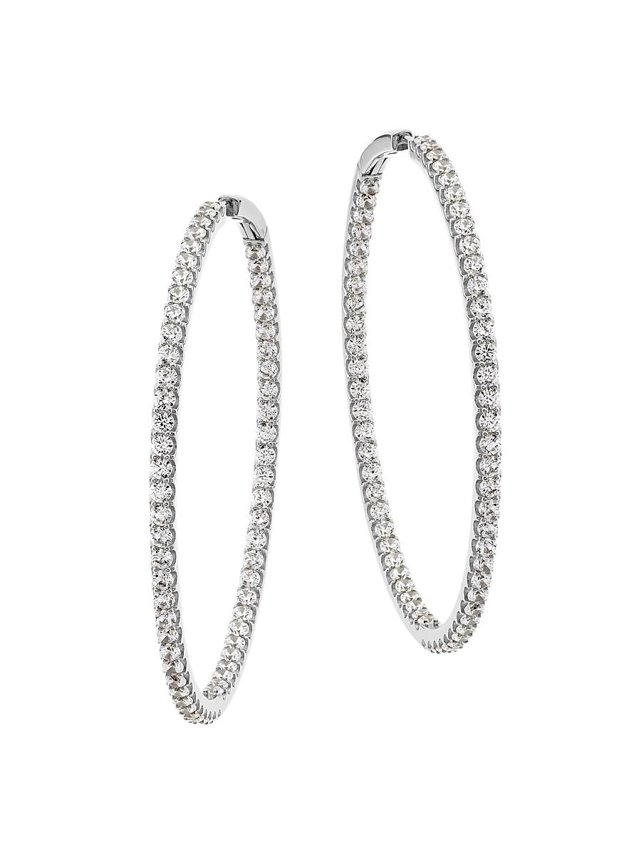 Women's Tennis Perfect Sterling Silver & Cubic Zirconia Inside-Out Hoops - Silver