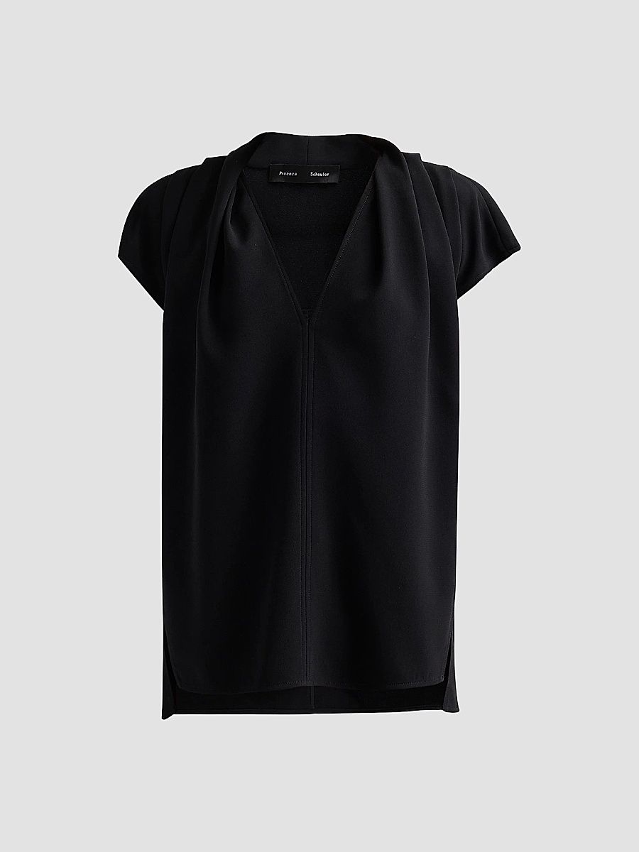 Proenza Schouler Women's Ranli Double-Faced Crepe Top - Black - Size 8
