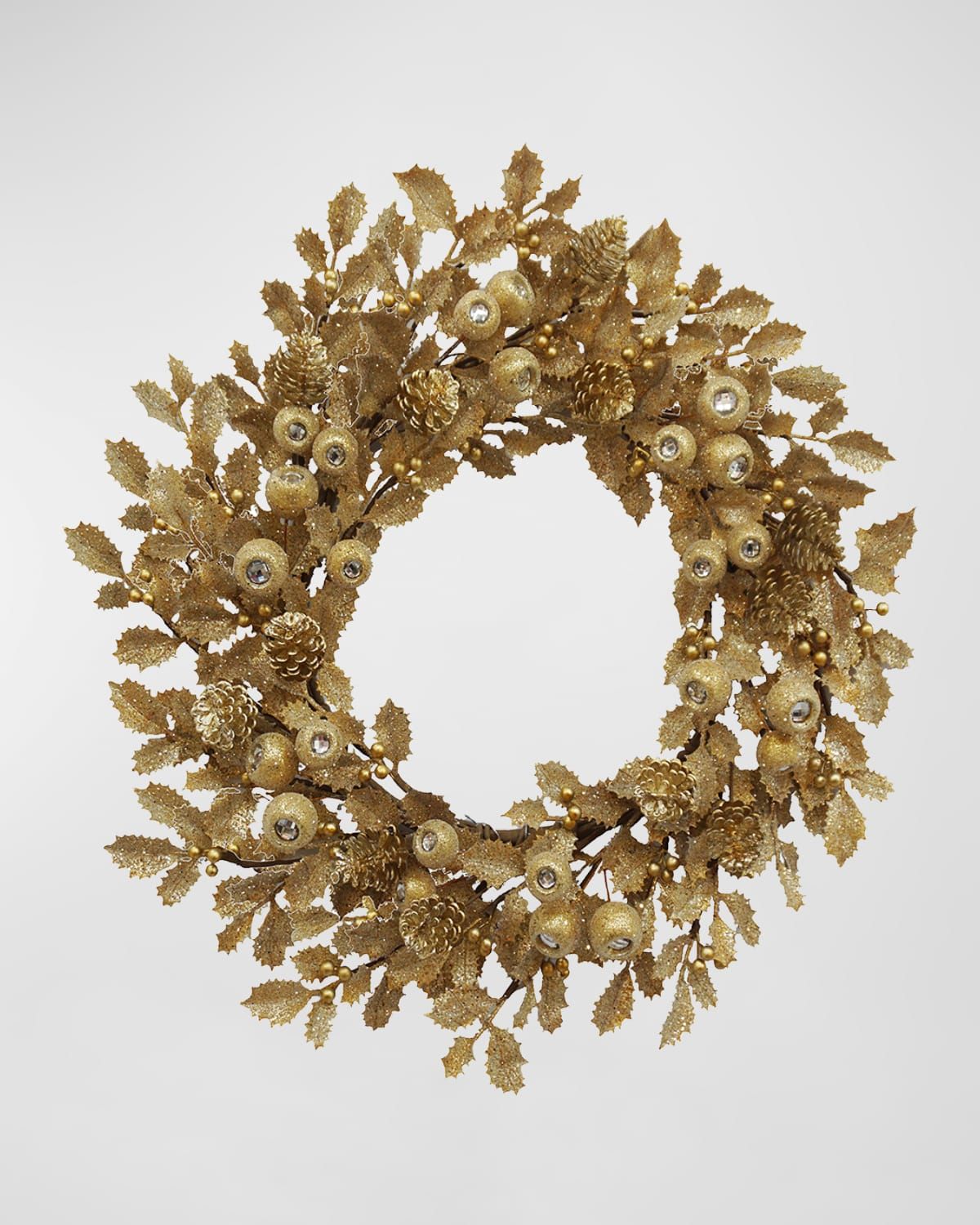 Christmas Holly Leaf with Pod Wreath