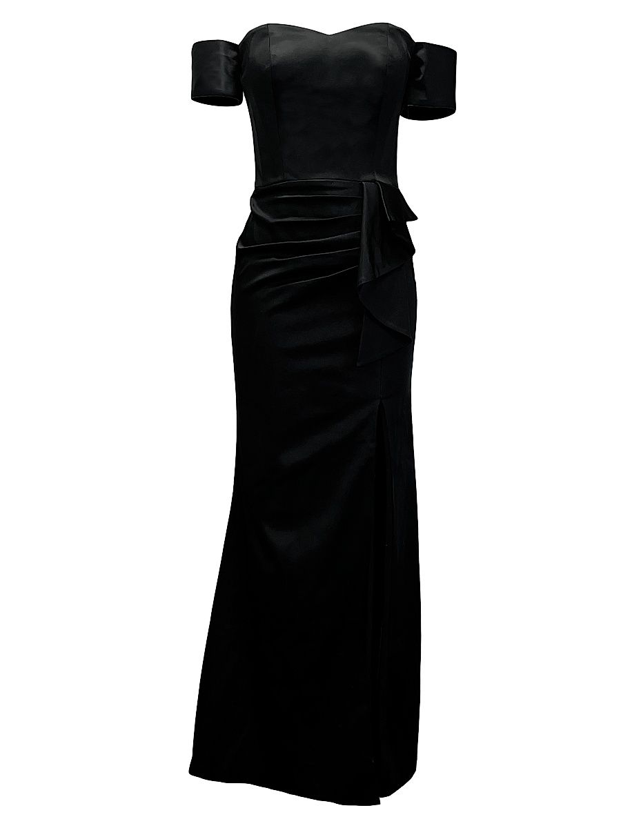 Women's Gabrielle Stretch Satin Gown - Black - Size XXL