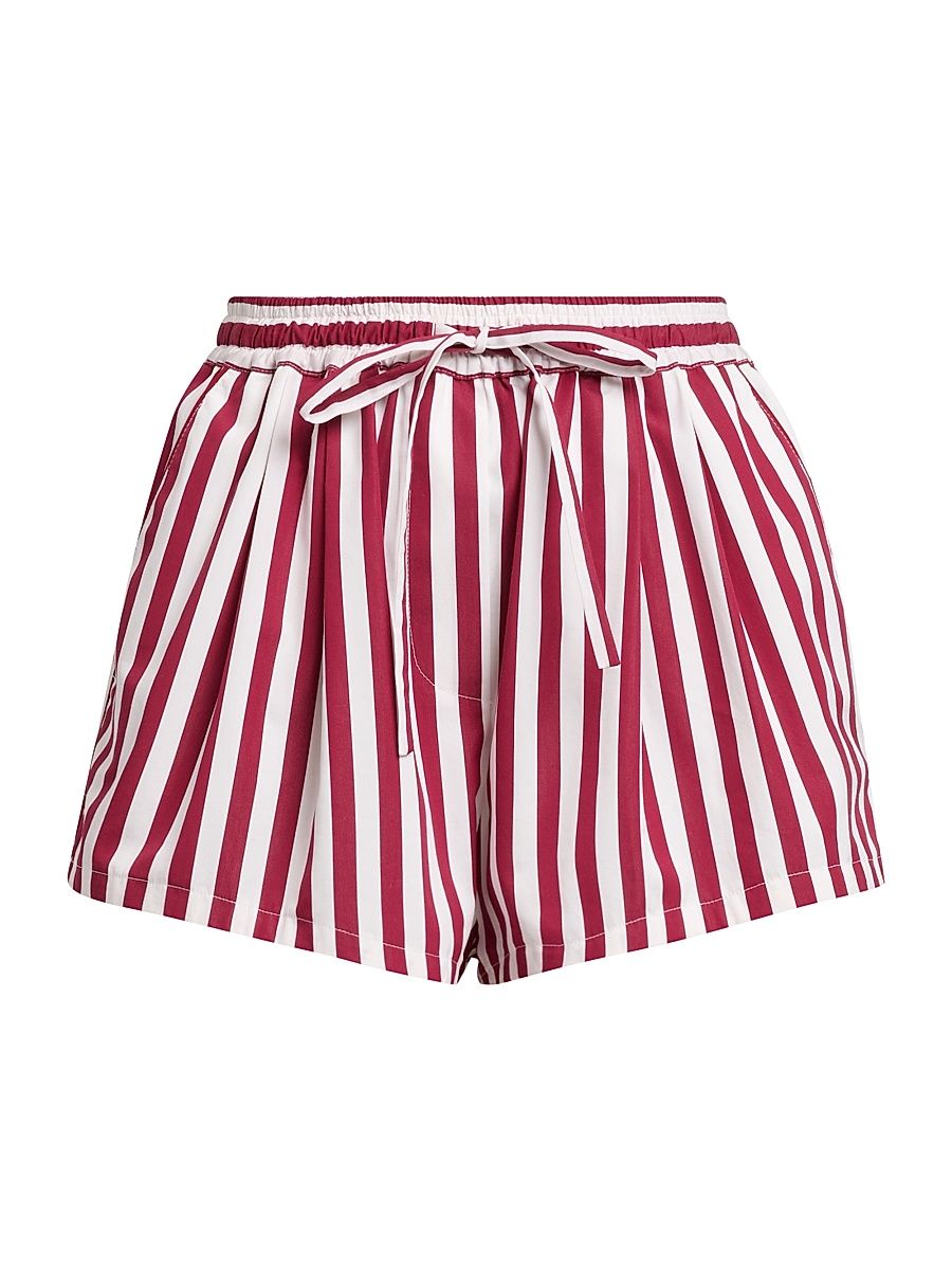 Women's Rigato Stripe Cotton-Silk Drawstring Shorts - Rigato - Size 4