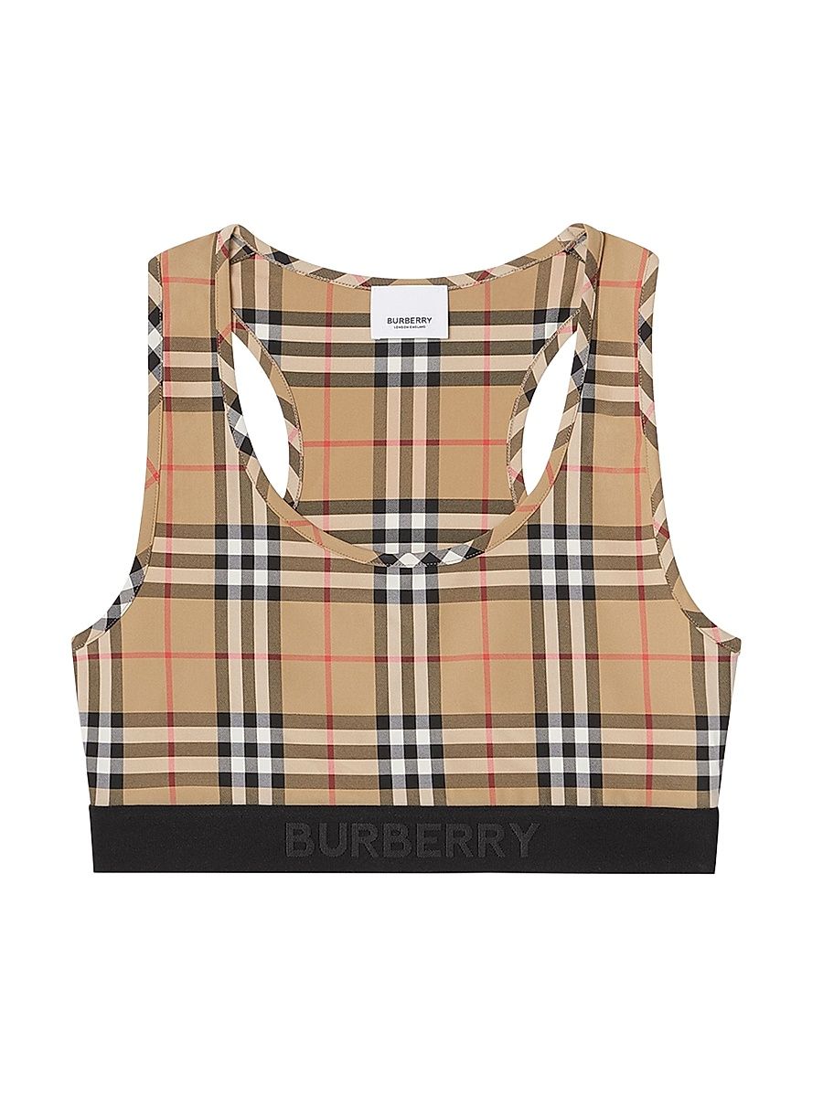 Women's Dalby Vintage Check Sports Bra - Archive Beige - Size XXS