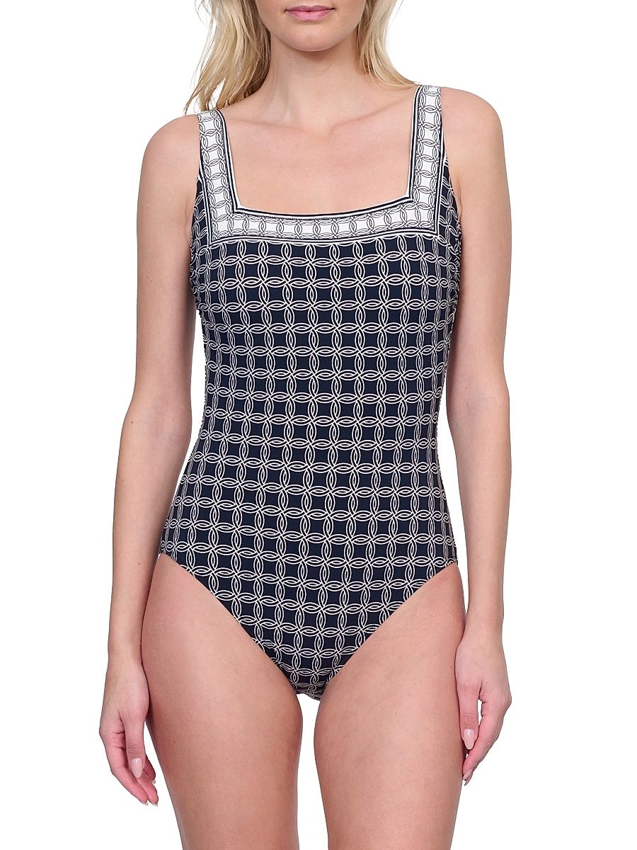 Women's Golden Chic One-Piece Swimsuit - Black Cream - Size 12