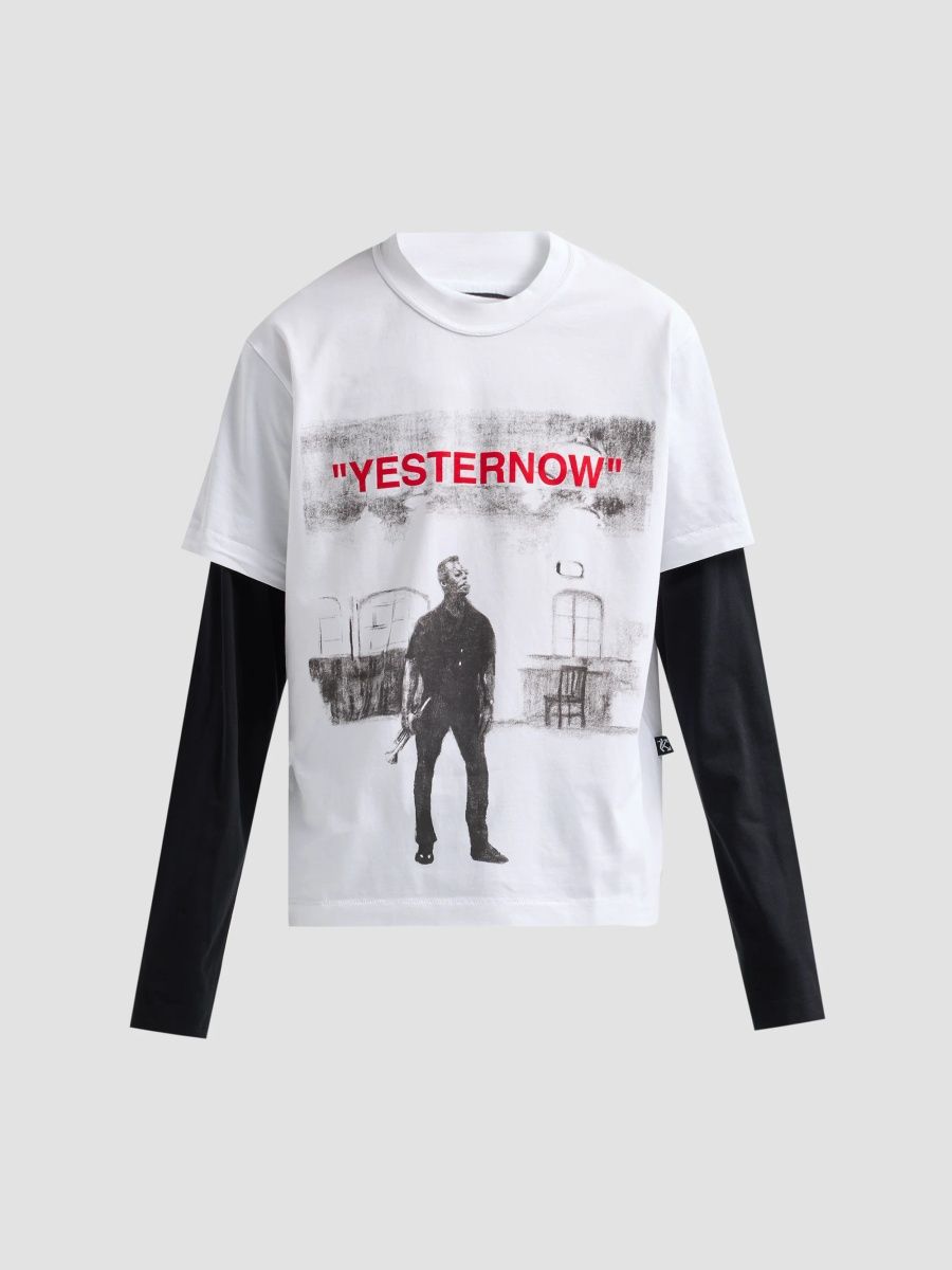Off-White Men's Yesternow Double-Sleeve Crewneck T-Shirt - White - Size XXL