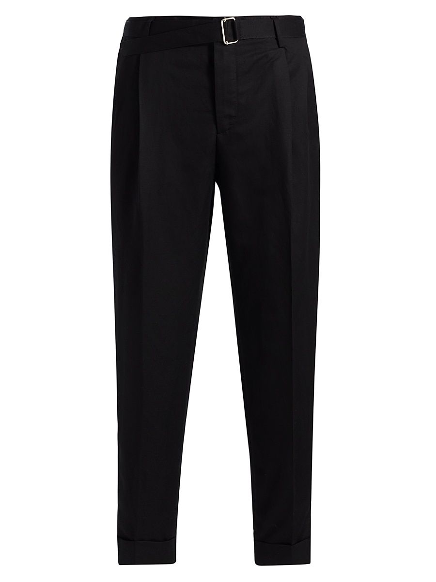Men's Linen Crease-Front Belted Pants - Crease Black - Size 34