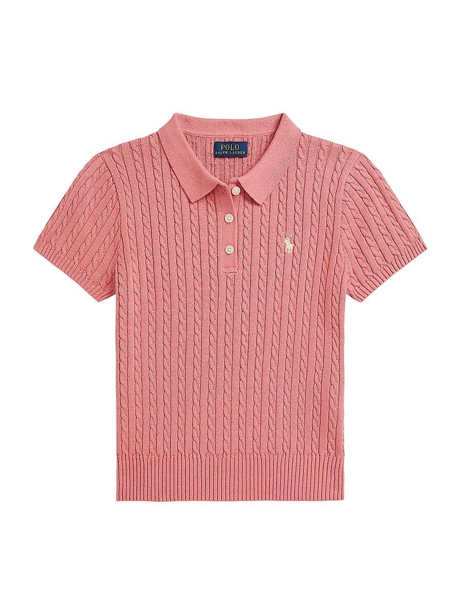 Little Girl's & Girl's Cable-Knit Polo Sweater - Desert Rose - Size 6
