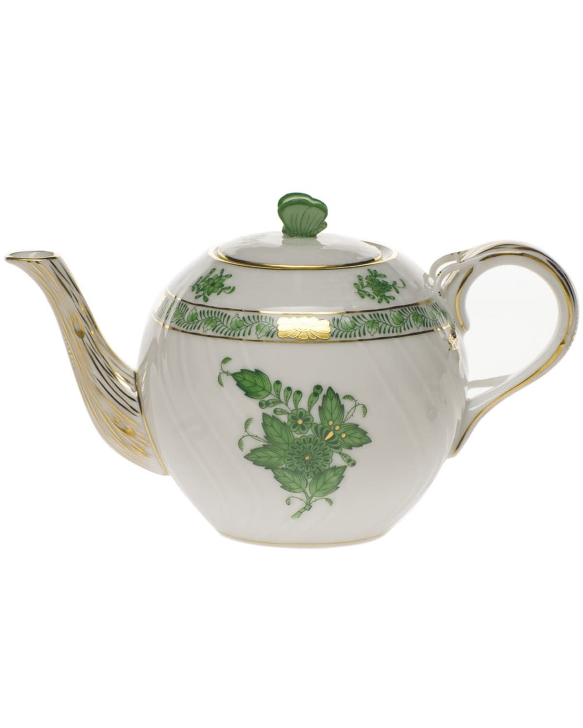 Chinese Bouquet Green Teapot with Butterfly