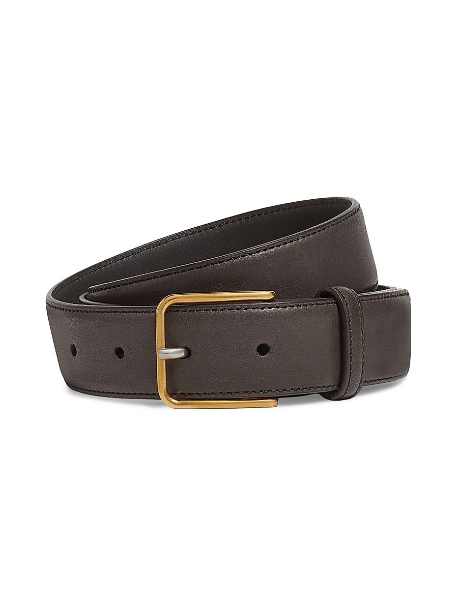 Men's Leather Belt - Dark Brown - Size 42