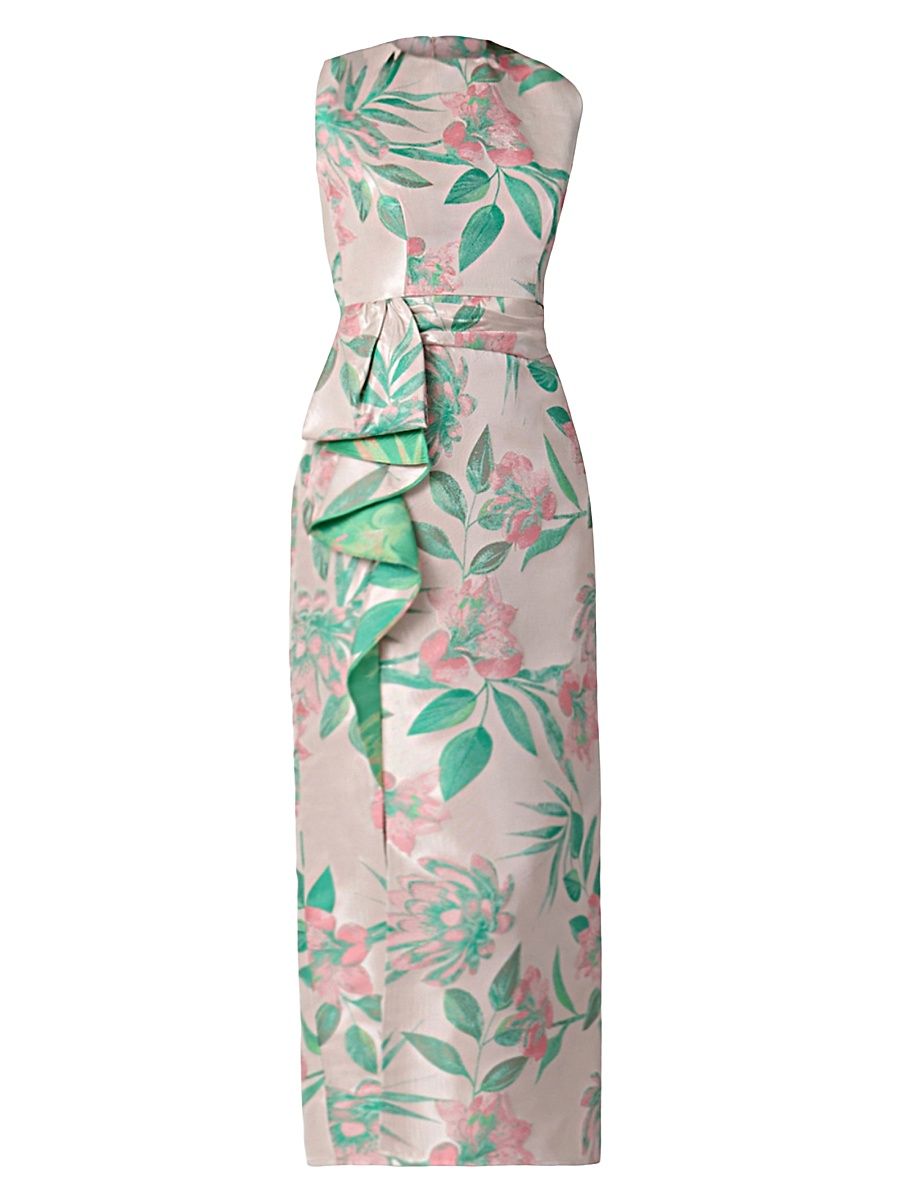 Shoshanna Women's Silvia Floral Cocktail Dress - Blush Kelly Green - Size 10