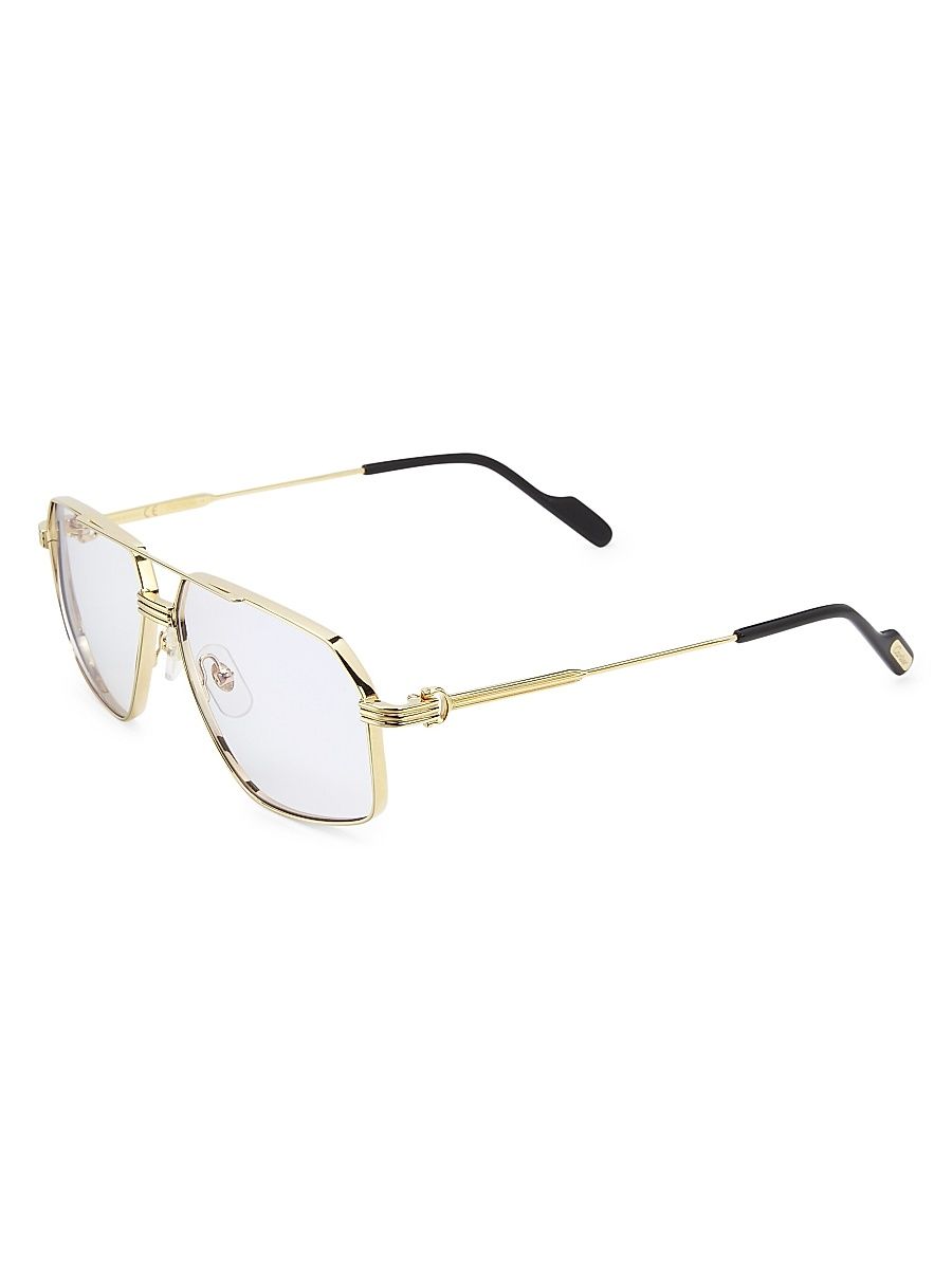 Men's 58MM Rectangular Sunglasses - Gold