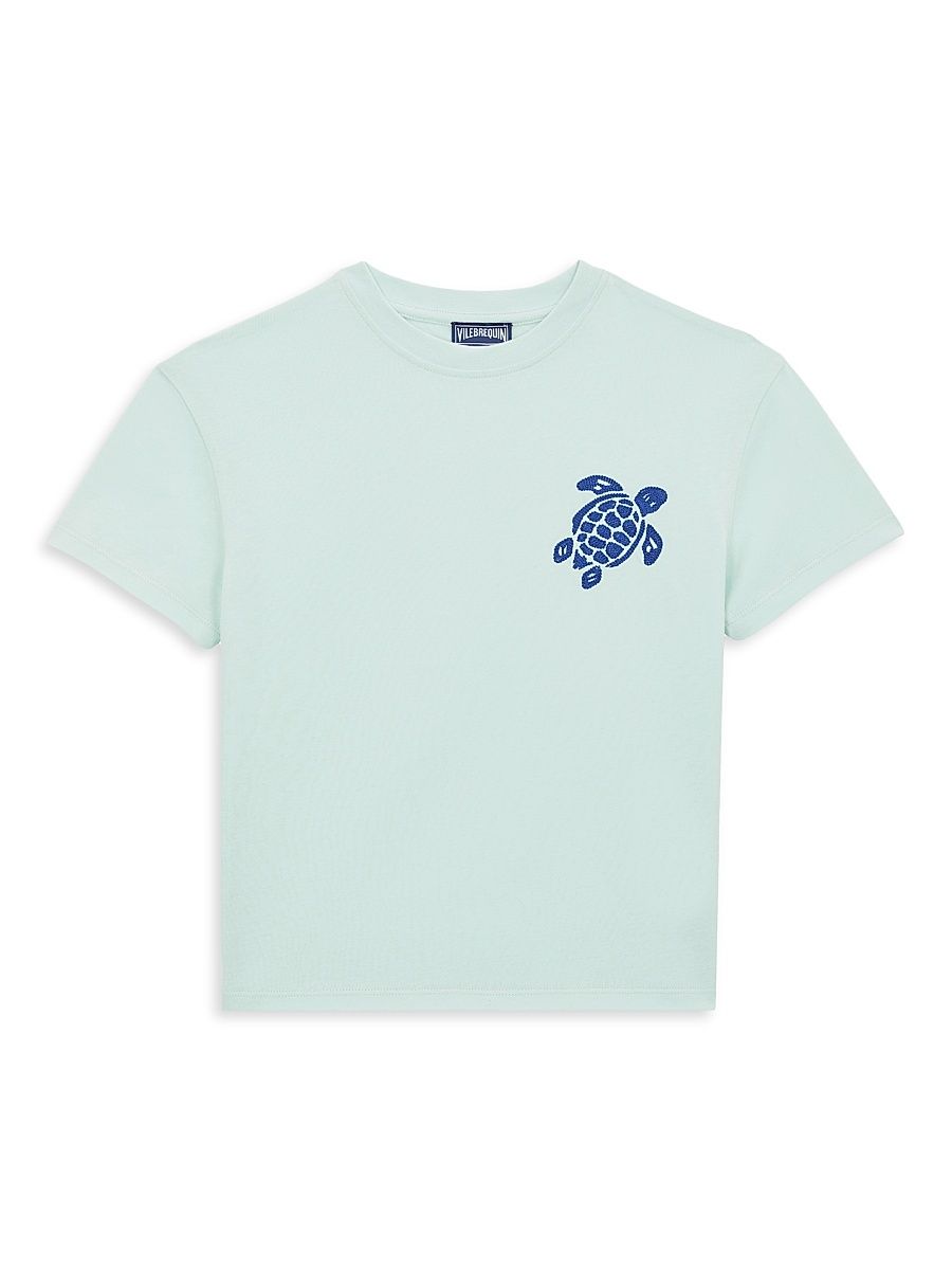 Little Boy's & Boy's Turtle Chain Embroidered T-Shirt - Pacific Blue - Size 14
