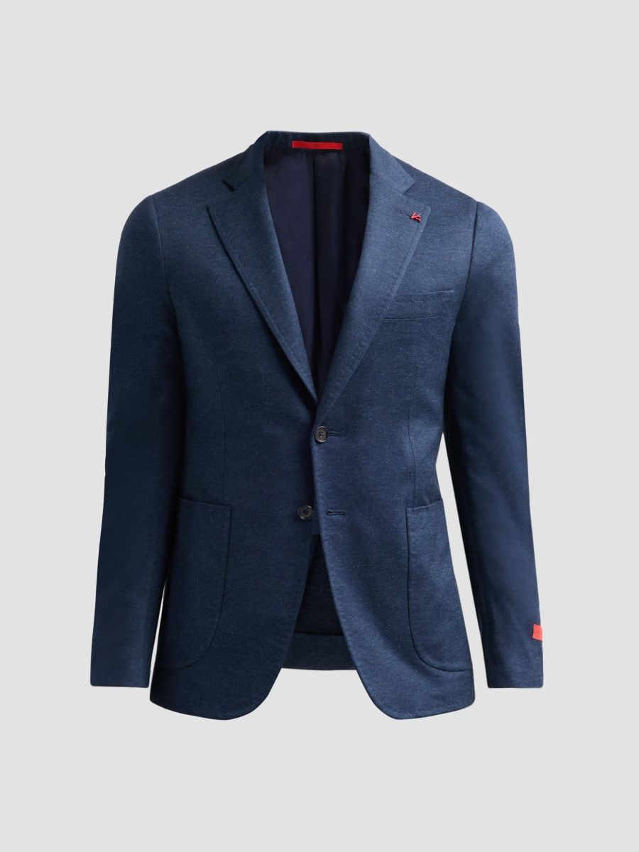 Isaia Men's Cotton-Jersey Single-Breasted Blazer - Navy - Size 40