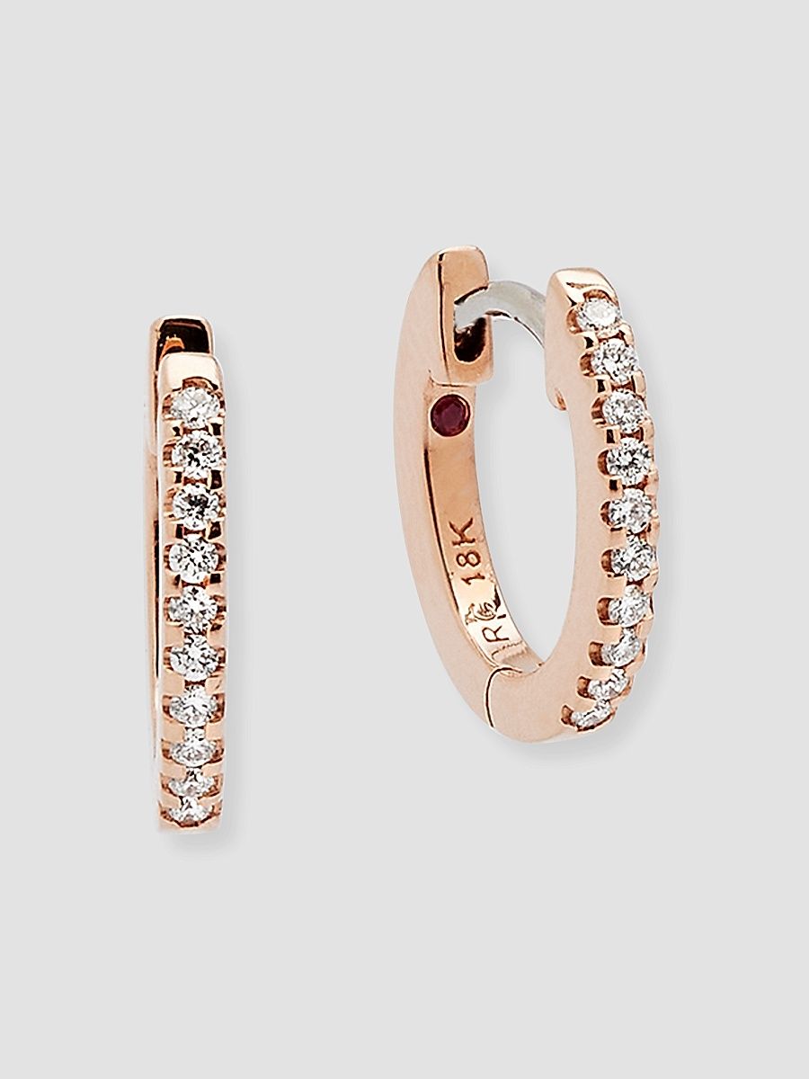 Roberto Coin Women's 18K Rose Gold & 0.09 TCW Diamond Micro Hoop Earrings - Rose Gold