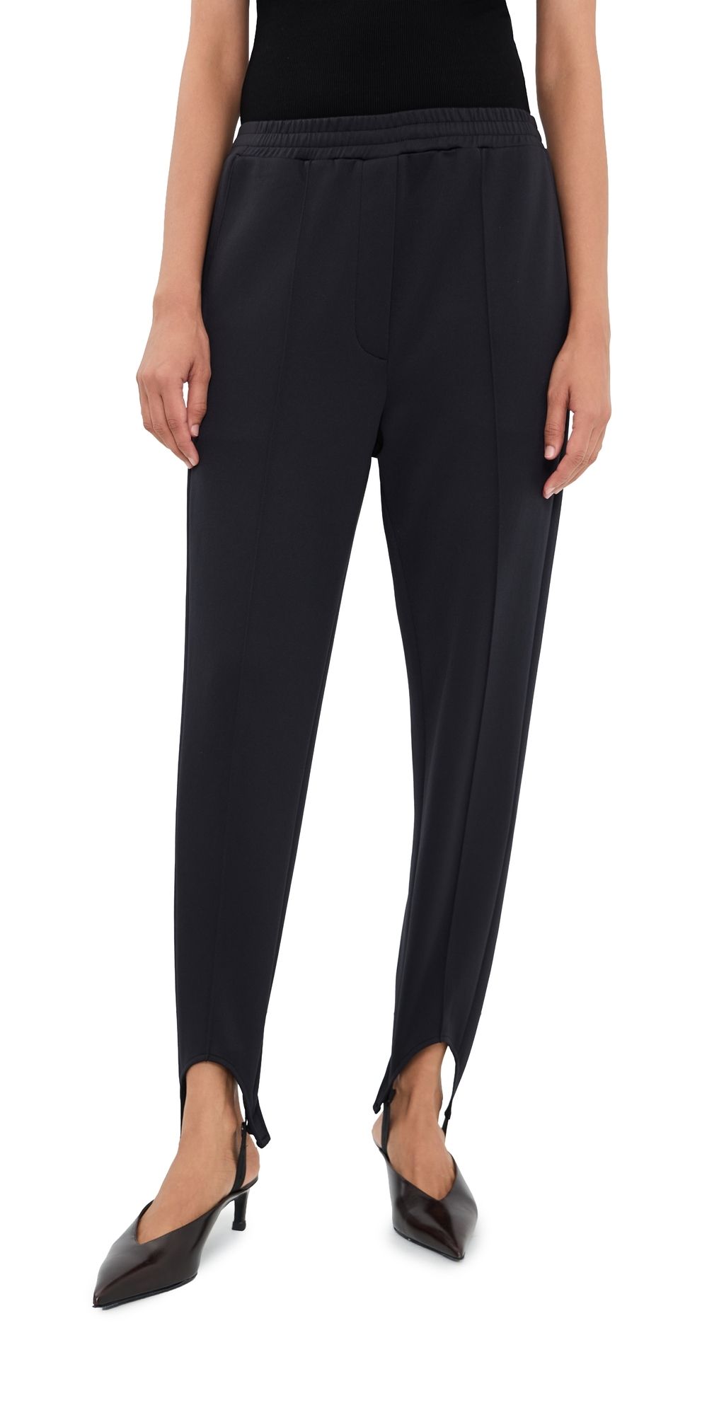 Tibi Active Knit Sporty Stirrup Pants Black S