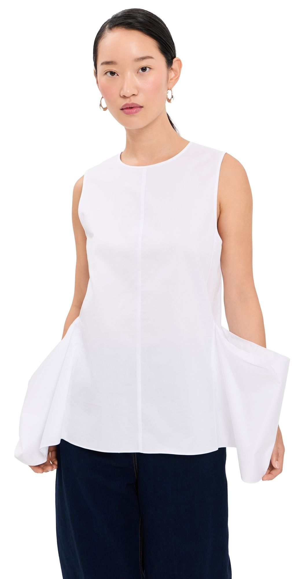 Tibi Eco Poplin Side Drape Top White 00