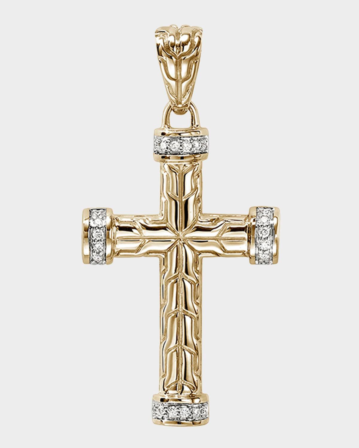 Men & apos;s 14K Yellow Gold Cross Pendant with Diamonds