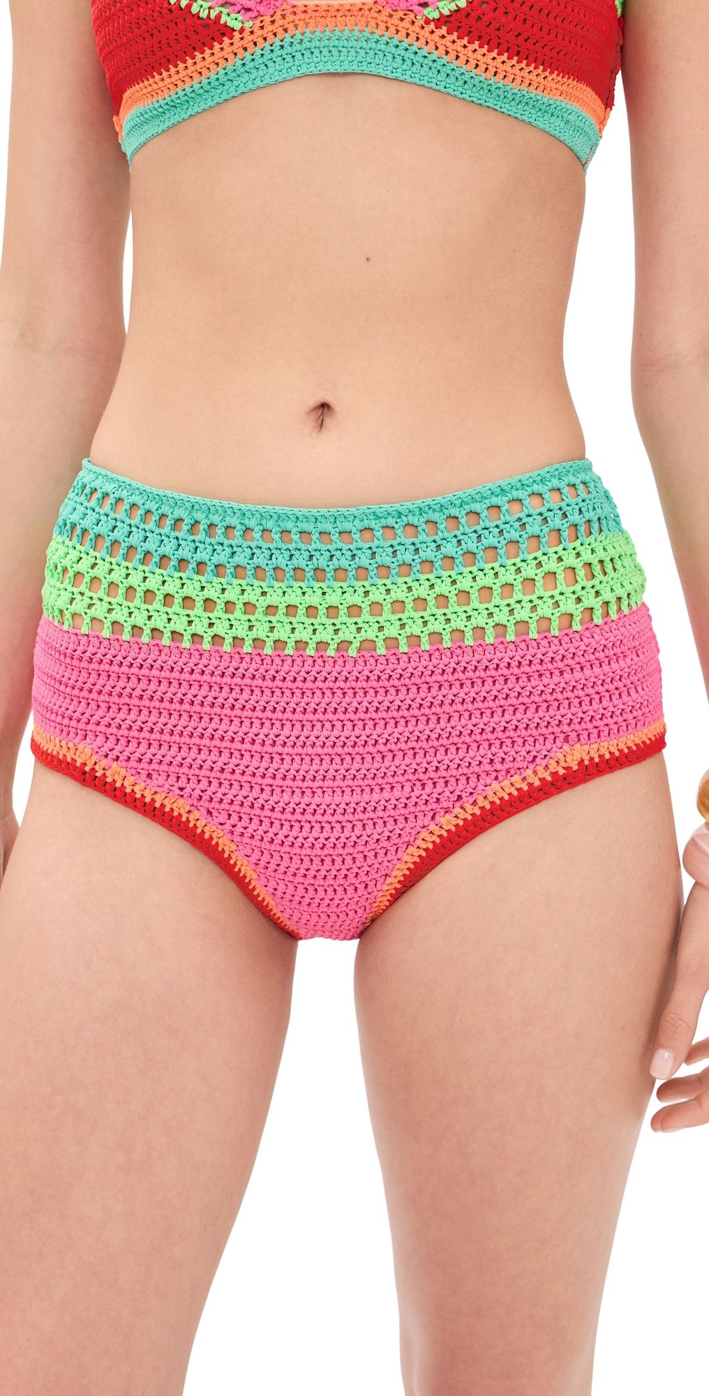 Beach Riot Karmen Crochet Bikini Bottoms Aqua Haze Crochet L