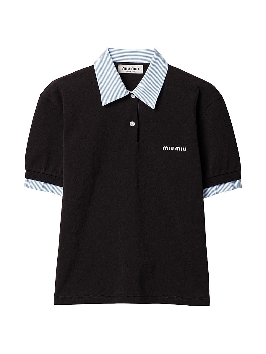 Women's Cotton Piqué Polo Shirt - Black - Size Small