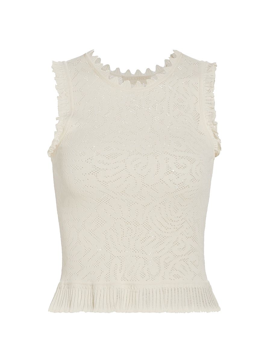 Women's Zoe Coral Knit Sleeveless Top - Alabaster - Size XL