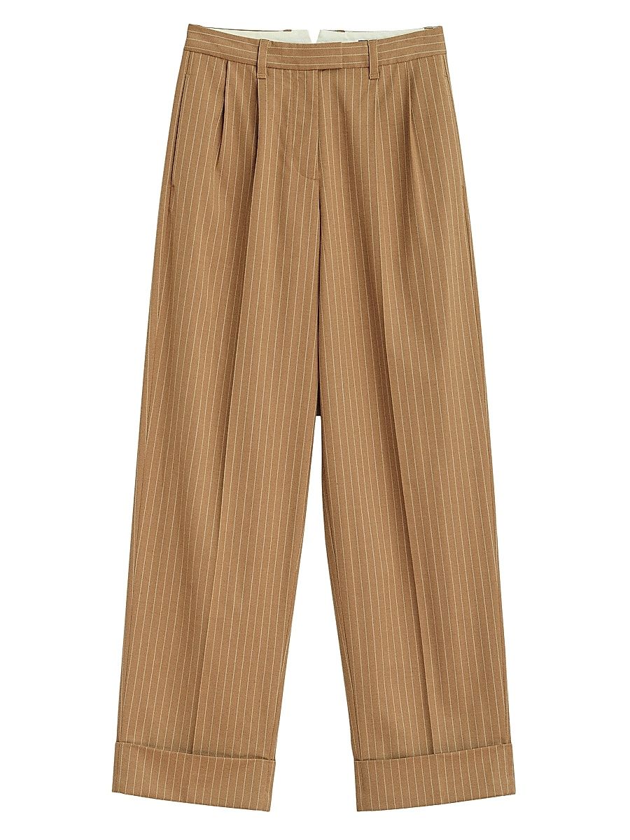 Women's Marianne Italian Stripe Pants - Camel Stripe - Size 10
