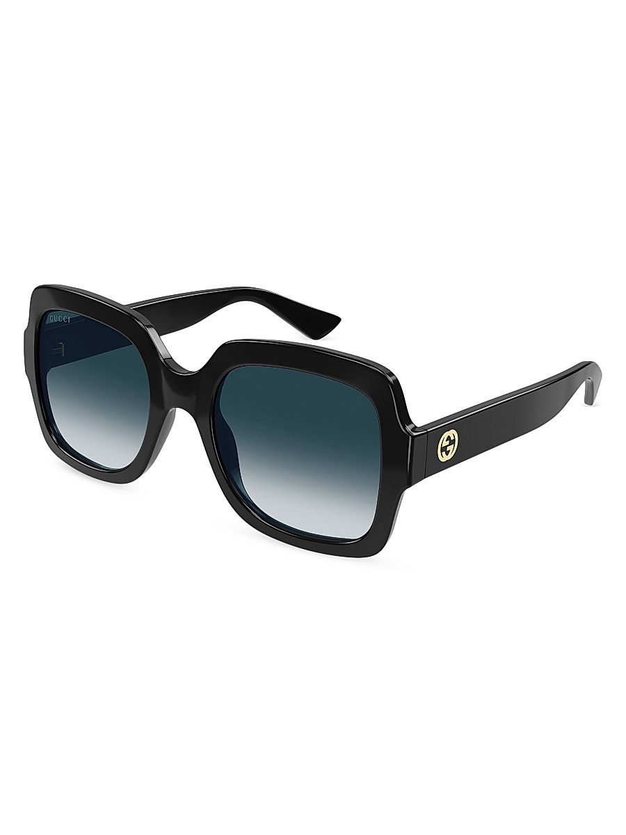 Women's Minimal 54MM Square Sunglasses - Black