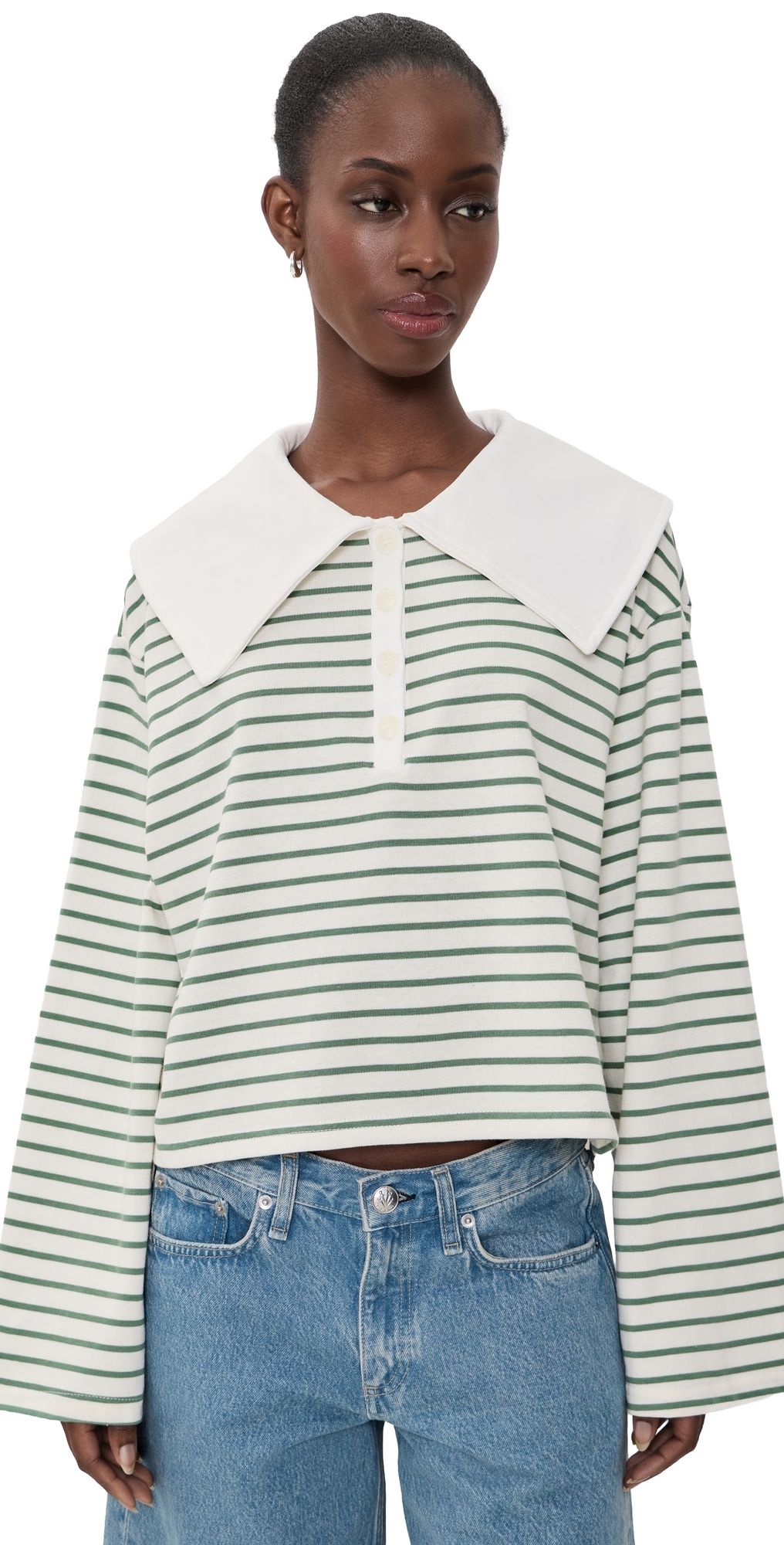VRG GRL Julieta Polo Green Stripe L