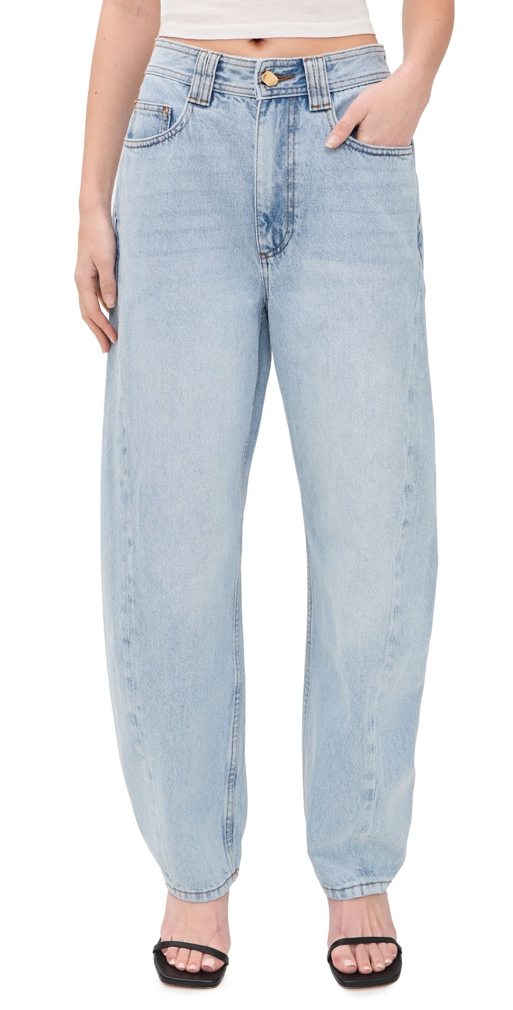 Aje Stevie Barrel Ankle Jeans Light Wash Blue 30