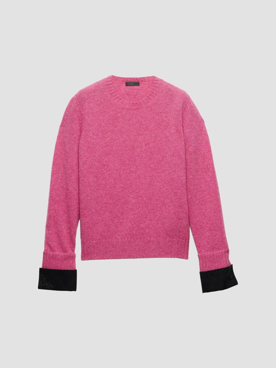 Prada Men's Shetland Wool Crewneck Sweater - Pink - Size 38