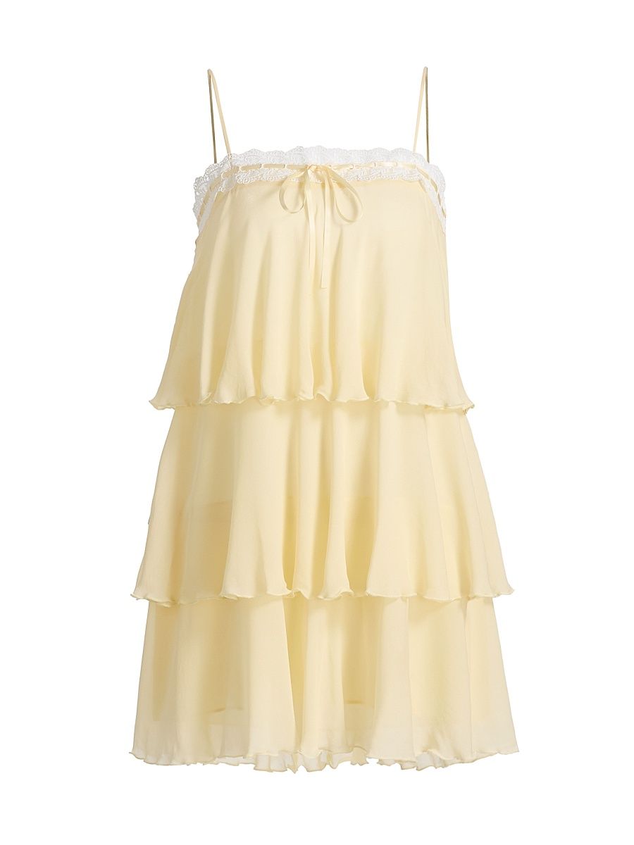 Women's Cedra Ruffled Hem A-Line Minidress - Butter Lemon - Size 14