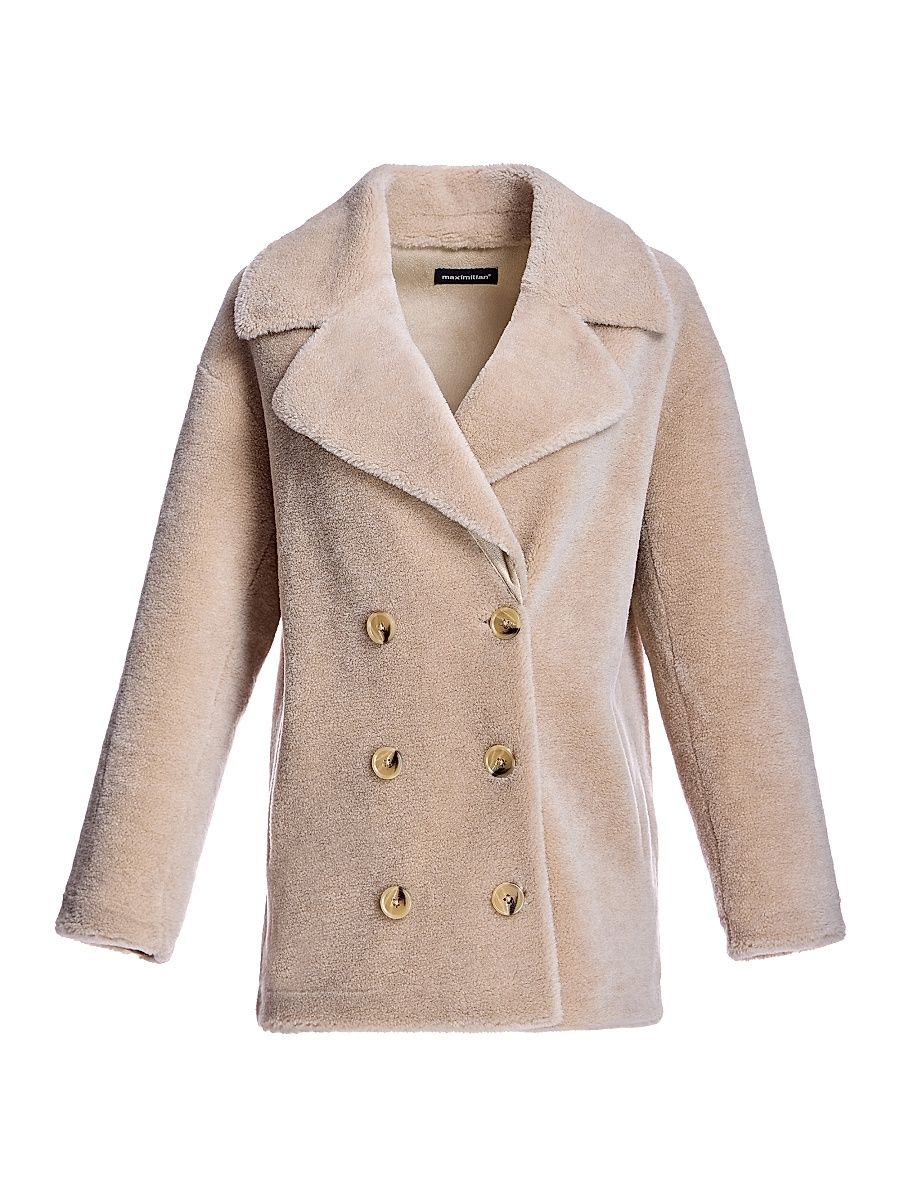 Women's Shearling Peacoat - Camel - Size Large