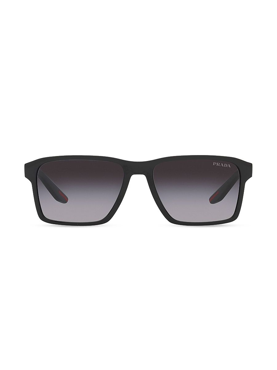 Men's 58MM Rectangular Sunglasses - Black