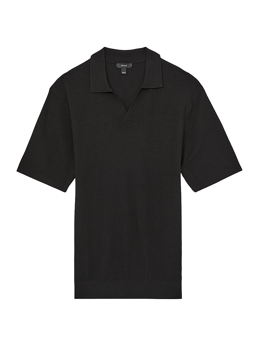 Men's Tyne Textured Polo Shirt - Black - Size Large