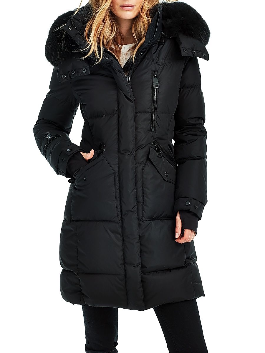 Women's Highway Faux Fur-Trimmed Down Jacket - Black - Size XS