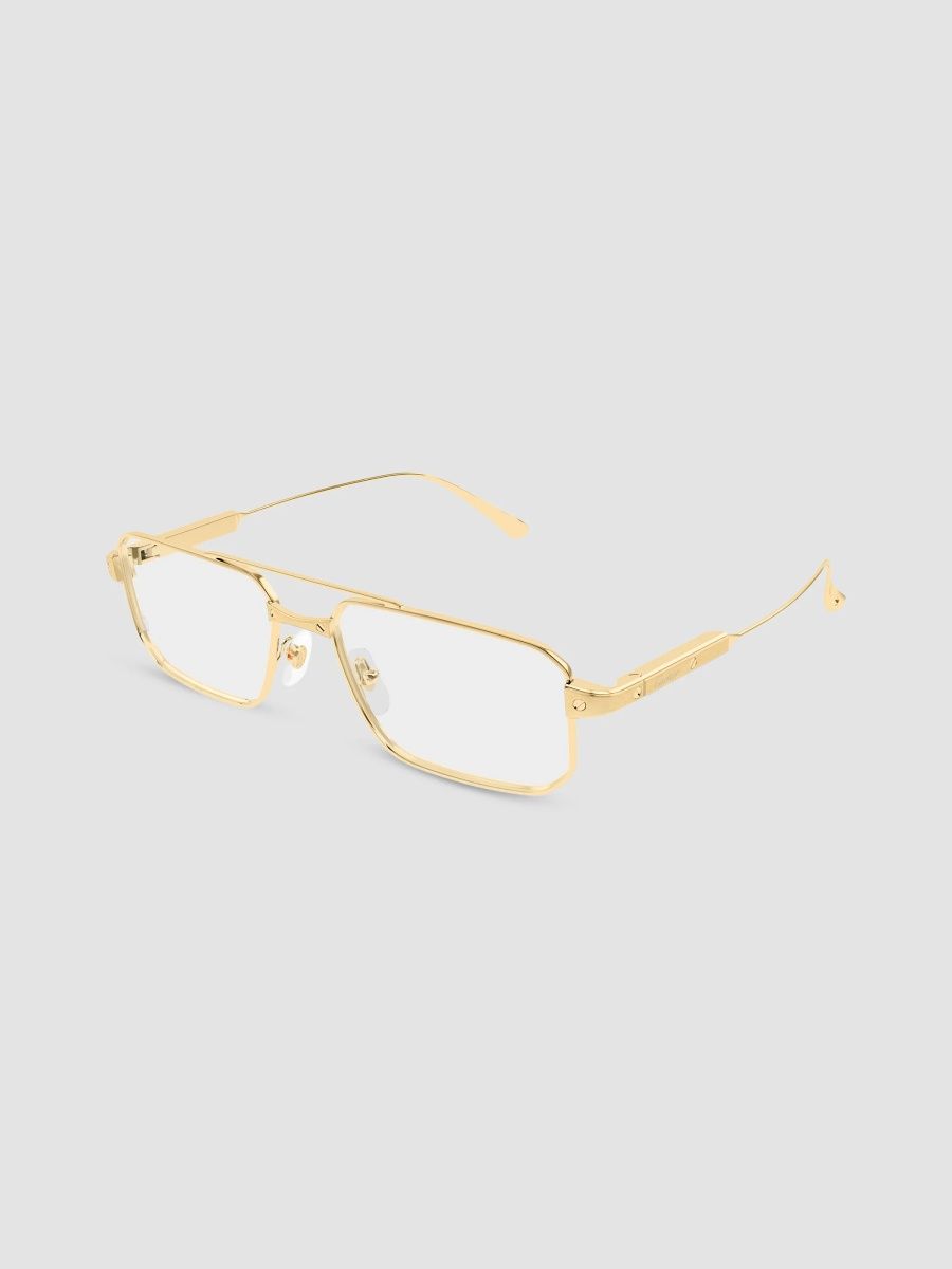 Cartier Men's Santos De Cartier 57MM 24K-Gold-Plated Rectangular Eyeglasses - Gold