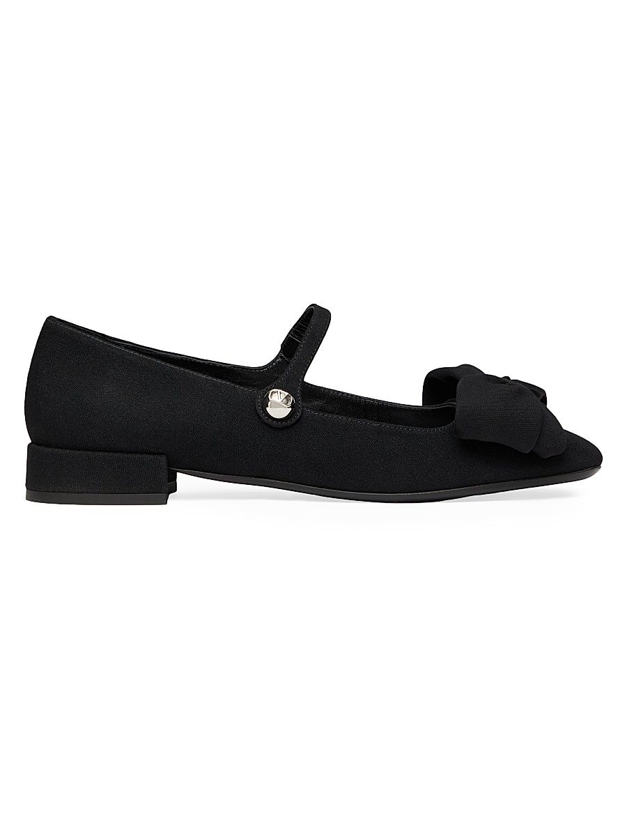 Women's Bowjane 20MM Mary Jane Ballerina in Crepe Fabric - Black - Size 10.5