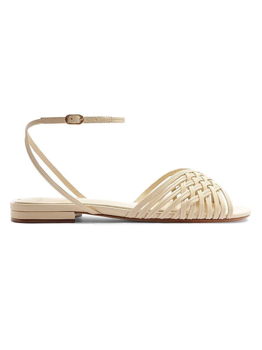 Women's Lilian Woven Leather Sandals - Eggshell - Size 11