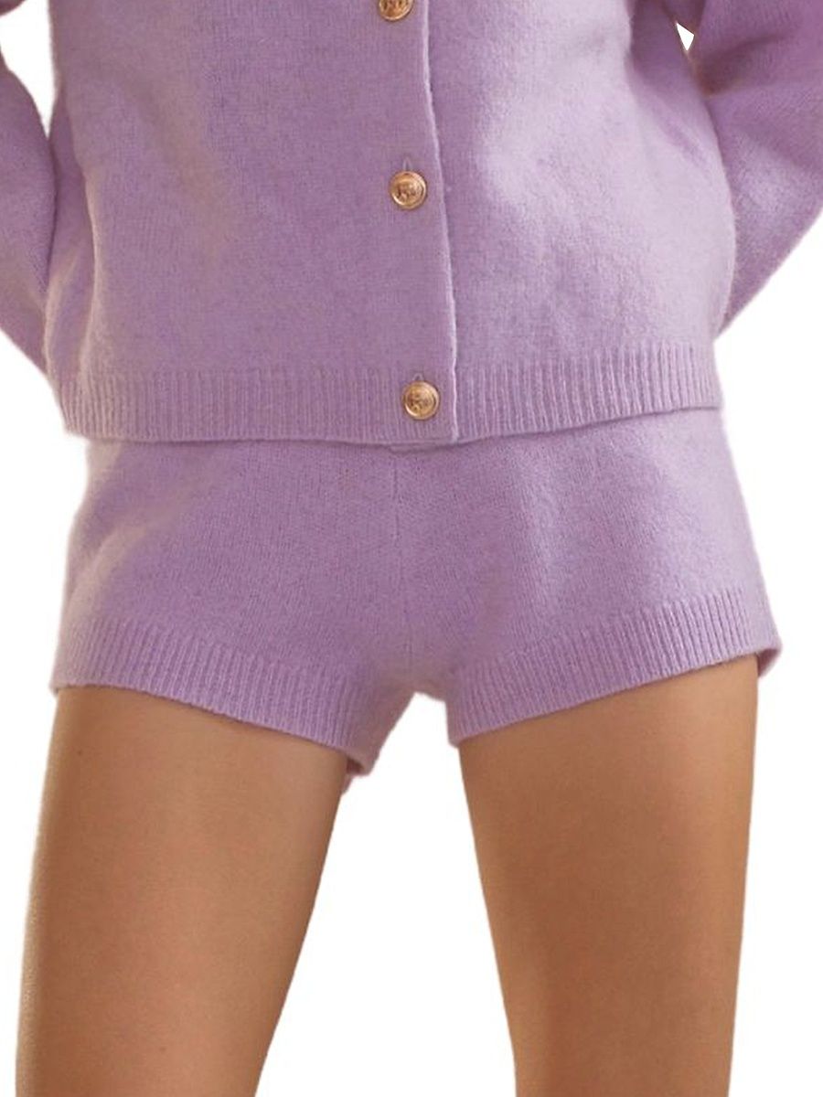 Women's Wool Knit Shorts - Lavender - Size XS